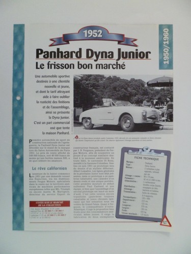 Carte fiche auto panhard dyna - carte,